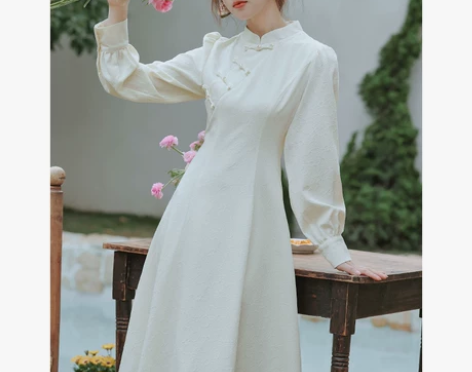 不低于159国风少女立领改良旗袍新中式A字...