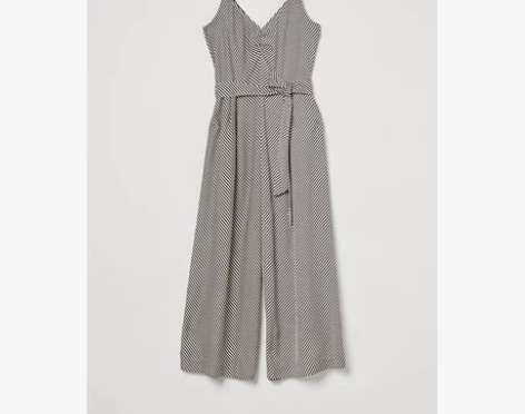 HM女装连身裤冬季女2023年新款梭织条纹...