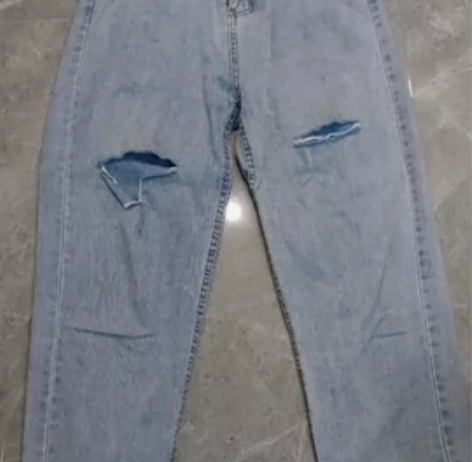 九分破洞牛仔裤，xl码，最大穿到130+，...