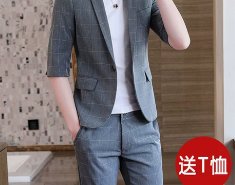 西服套装，休闲男士夏季薄款小西装搭配一套韩...
