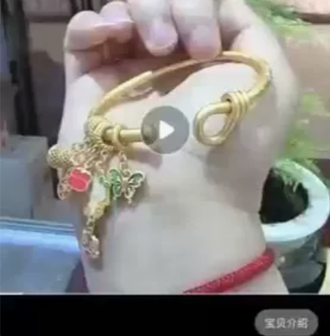 足银999鎏金珐琅彩手镯 时尚轻奢流苏镯子...