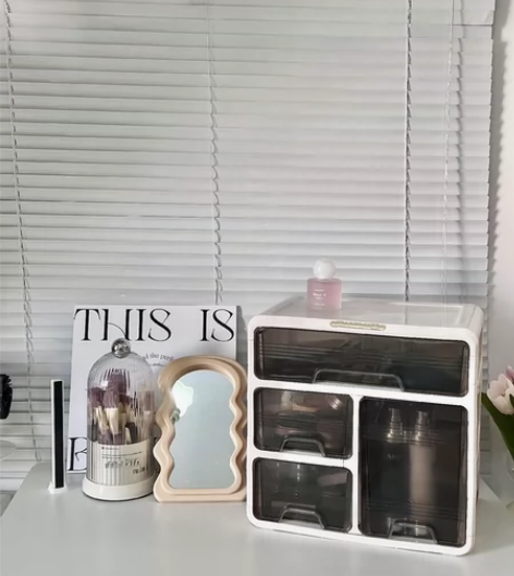 全新抽屉式桌面收纳盒，化妆品护肤品整理盒子...