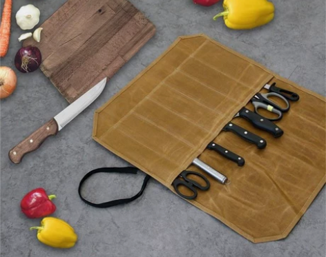 户外外出便携湿蜡帆布厨具收纳袋旅行防水炊具...