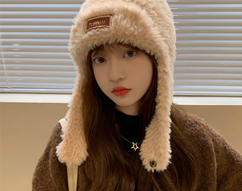 2023新款毛绒帽子女款冬季雷锋帽秋冬款骑...