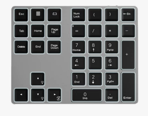 ?蓝牙数字小键盘无线背光可充电池轻薄金属笔...