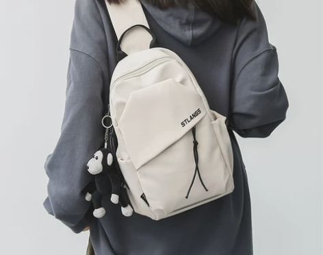 潮牌日系胸包男士ins简约单肩包运动背包小...