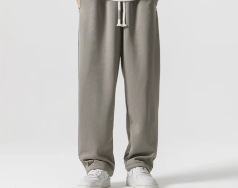 日系简约直筒裤子男春季街头宽松运动裤男百搭...