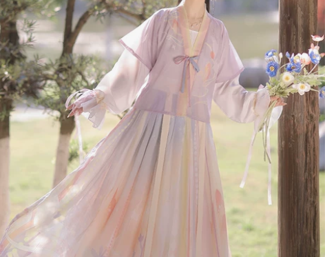 【狂欢价】洛苓唐褙子汉服女圆领短衫褶裙原创...