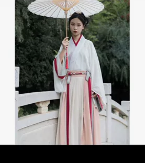 五五年汉服秋色,晋制交领齐腰,九米摆超大摆...