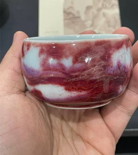 崔向锋  玉石釉主人杯(不开片)，两只完美...