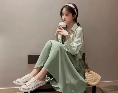 单件/套装女学生韩版宽松新款两件套小清新格...