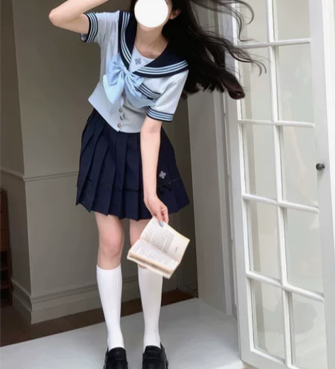 【梗豆物语】抚蝶女子晴空蓝夏季水手原创JK...