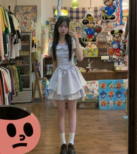 甜美可爱娃娃领蓬蓬连衣裙女学生夏季新款收腰...