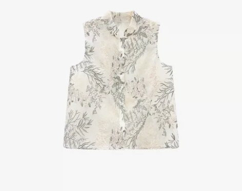 橙庐2070新中式玉树琼花刺绣欧根纱马甲 ...