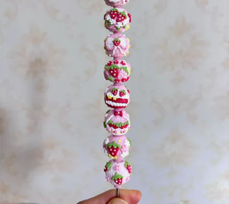 原创手绘珠油画风 《草莓甜心》手工制作 默...