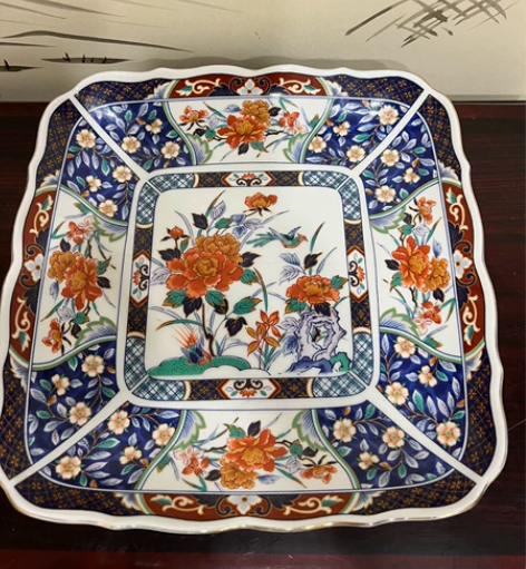 日本瓷器  有田烧 大喜陶艺   高足方盘...