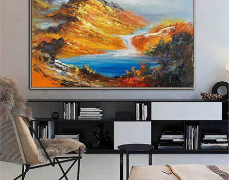 风景山水油画，刀画海景油画，卧室客厅墙面艺...