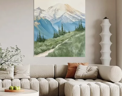 纯手绘油画《南歌》客厅侘寂##amp；am...