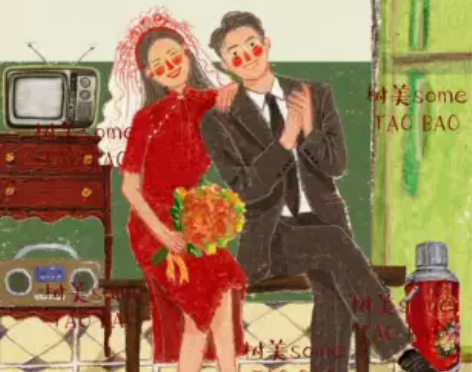 树美some手绘婚礼请柬设计喜帖婚纱照立牌...