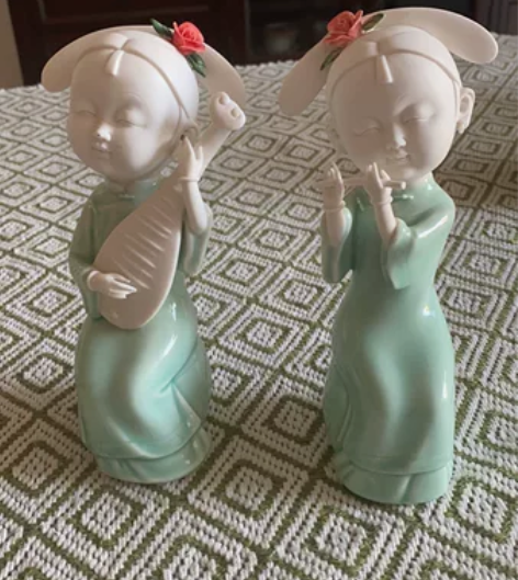 陶瓷青釉唐仕女摆件家居客厅电视柜博古架卧室...