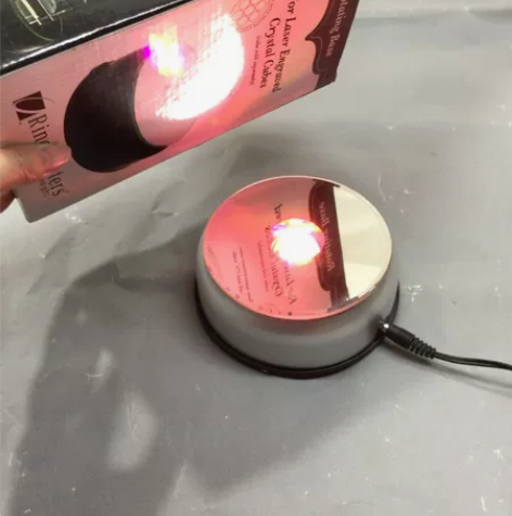 七彩旋转灯座水晶摆件工艺品创意摆件装饰品礼...