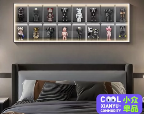 kaws暴力熊卧室床头装饰画led灯画潮流...