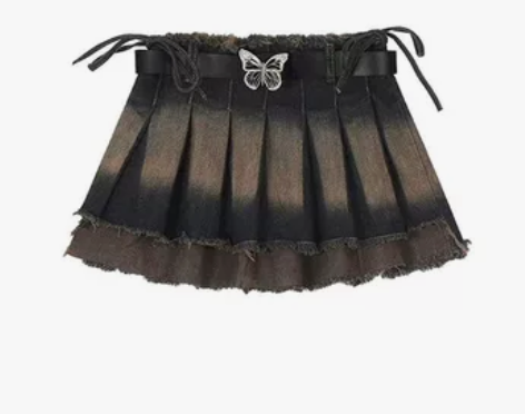 法式复古牛仔半身裙女裙子新款短裙微胖辣妹设...