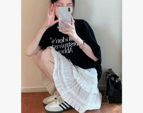 芭蕾风白色蓬蓬裙半身裙女装秋季小个子短裙甜...