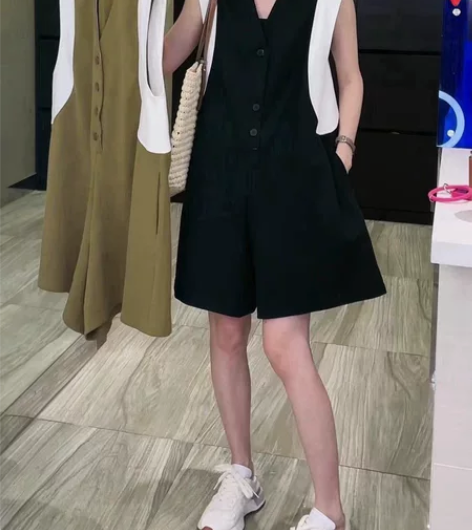 单件包邮 无袖背心连体裤 工装连体裤  宽...