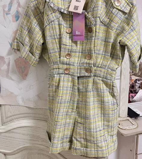 lin小香风格子连体裤 全新带吊牌