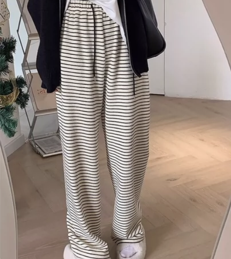 条纹裤全新未拆封包邮！抽绳垂感休闲裤女夏季...
