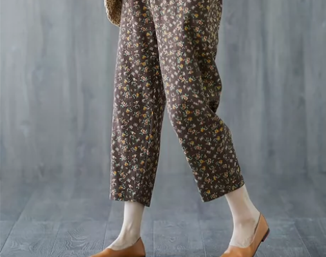 夏季新款棉麻印花七分大码宽松休闲哈伦裤女碎...