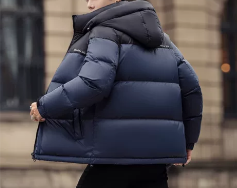 鸭鸭绒服男短款2024年冬季新款连帽时尚休...