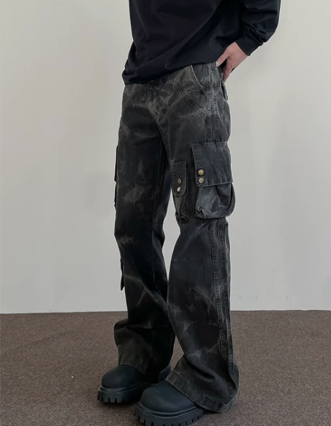 apuee美式高街vintage做旧水洗扎...