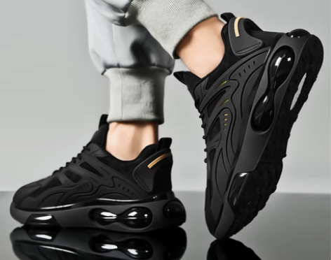 安?氢云联名黑色气垫运动鞋男夏季2024新...