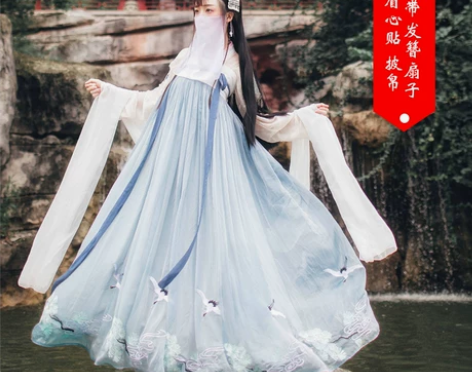 新款汉服女仙鹤刺绣齐胸襦裙中国风汉元素古装...