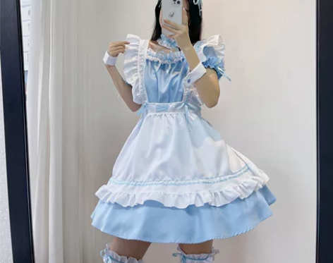 奇迹暖暖环游世界 天蓝色 女仆装lolit...