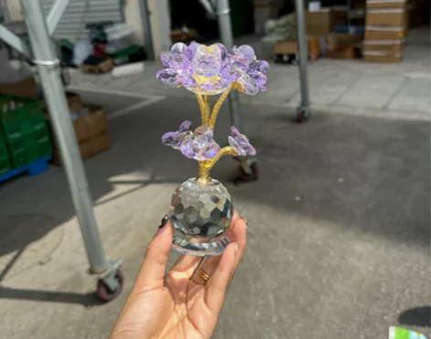 水晶玫瑰花摆件北欧轻奢风客厅装饰品创意生日...