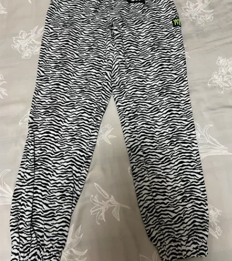 欧洲站冬季新款欧货斑马纹束脚哈伦裤加绒休闲...