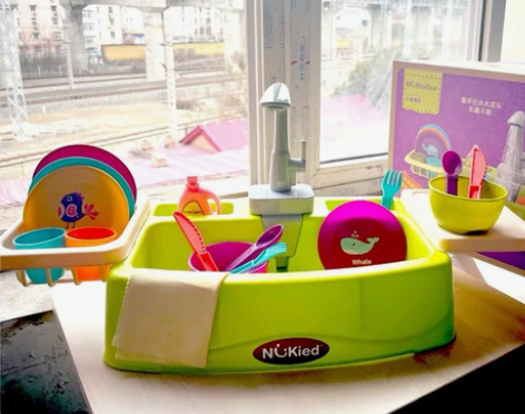 纽奇儿童电动洗碗机玩具 自动循环出水池过家...