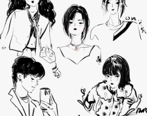 M简约ins风手绘线条单人头像漫画私人订制...