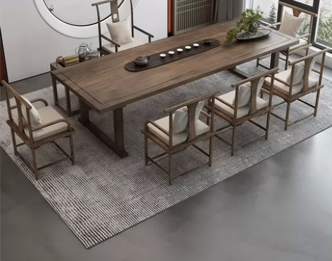 新中式实木茶桌家用客厅禅意现代简约茶台办公...