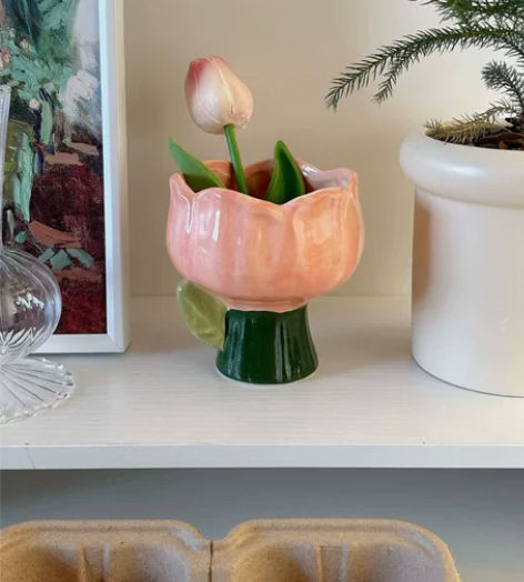 郁金香花朵陶瓷创意摆件/收纳（全新）不带花...