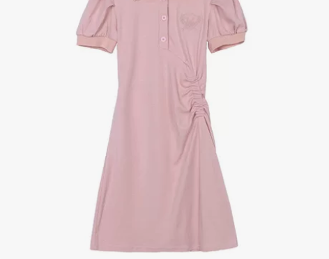 出闲置 全新粉色POLO领连衣裙 夏新款收...