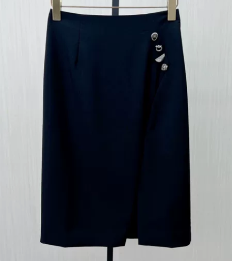 恩瑞妮半身裙女秋季新款高腰气质开衩一步裙百...