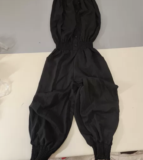 吊带 连体裤 七分裤雪纺衣长 穿完大概在膝...