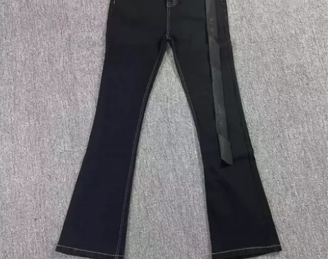 RO蜡裤无蜡版本高街修身微喇叭高弹力牛仔裤...