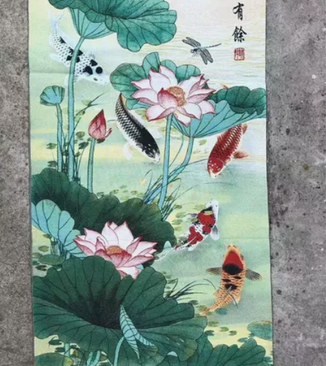 急用钱(转让)锦鲤刺绣织锦绣山水画字画装饰...