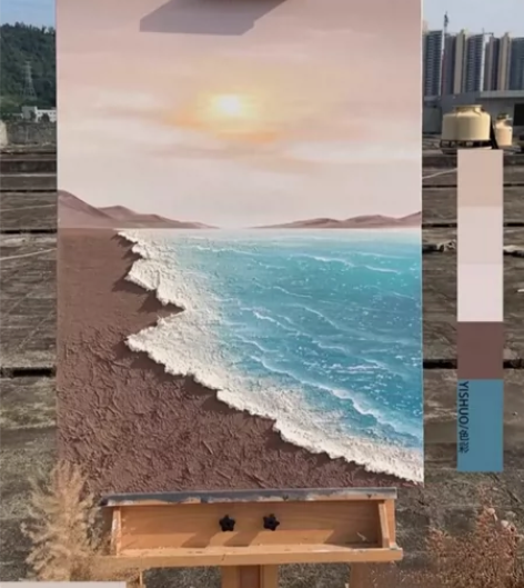 刮刀肌理装饰画????客厅装饰画??手绘石...