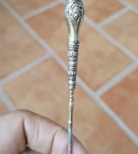 清代笔式银鎏金发簪，福禄寿图案、工艺不错哦...